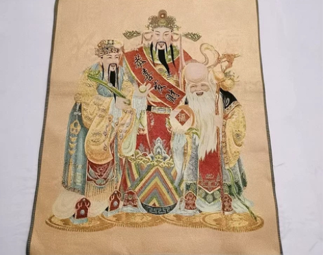 唐卡藏佛像精美织锦绣画刺绣画 寿星画像 三...