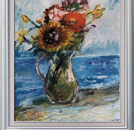 油画，本人临摹作品，厚涂，色彩亮丽。 尺寸...