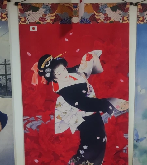 尺寸宽65cm乘150cm日式布挂画，闲置...