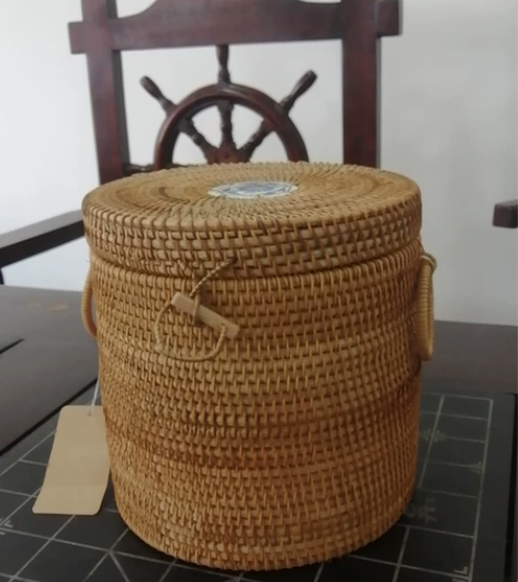 越南秋藤编七子饼茶叶罐普洱沱茶包装盒礼品零...