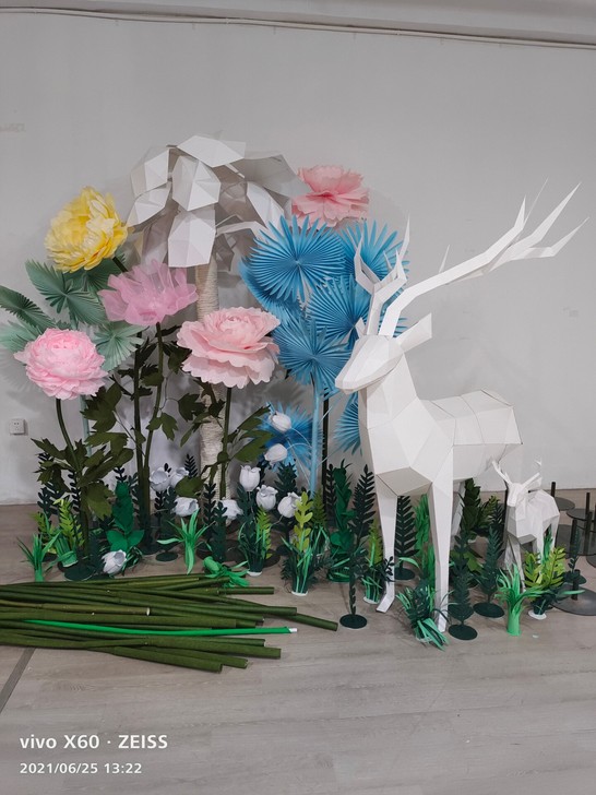 美陈花艺，纸雕
