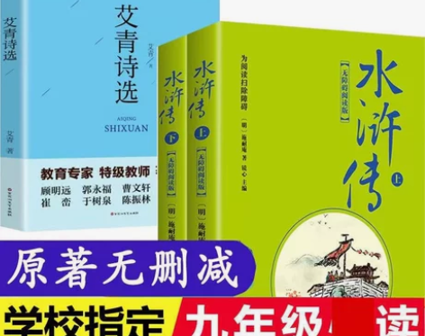 艾青诗选 水浒传原著正版 初中九年级上册名...