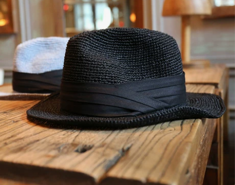 小野商日式小众设计文艺爵士帽日本纸草纯手钩...