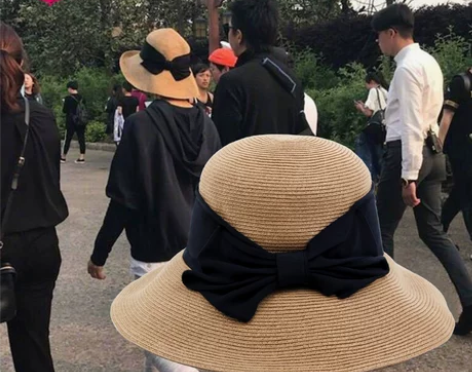 孙俪同款日系草帽女夏天遮阳帽沙滩帽防晒帽蝴...