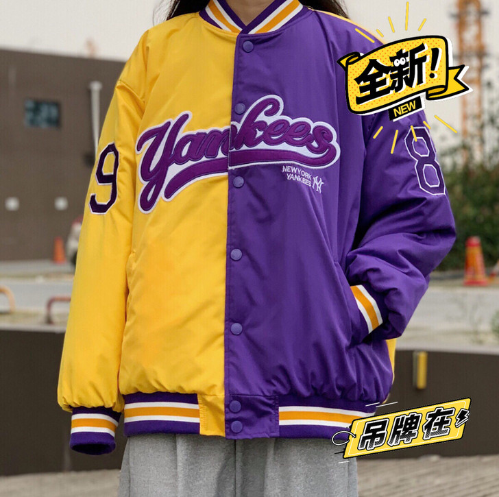 拼接冬季棒球棉衣棉服教练夹克（L码）