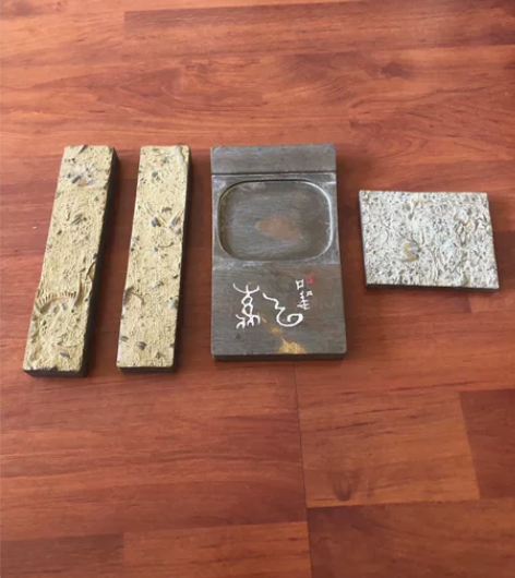 燕子石三叶虫化石砚台镇纸 天然化石切割,有...