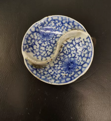 清乾隆缠枝莲纹文房调色盘,乾隆本朝本款瓷器...