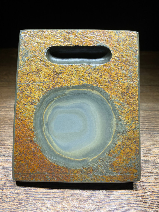 安徽歙砚天然黄皮原石一指砚台非端砚 文房四...