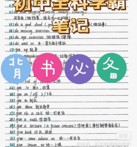 初中老师让买的初中笔记，包括中考的英语笔记...