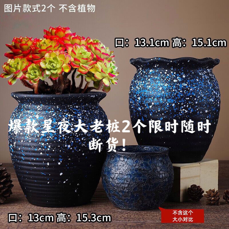 特价2个大口径多肉粗陶星夜大老桩多肉花盆 ...