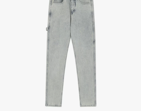 G404 美式浅色做旧直筒泛白牛仔裤男女修...