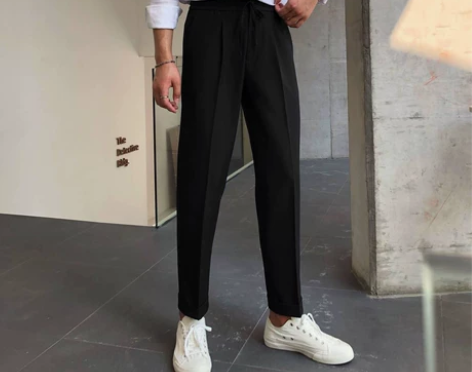 鹿三先生自制男士夏季薄款九分裤韩版垂感松紧...