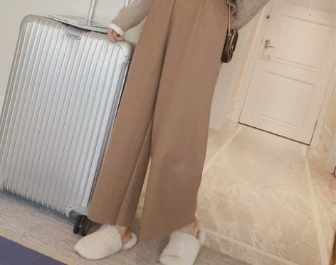 原宿 毛呢阔腿裤 女秋冬 针织… 新的,想...