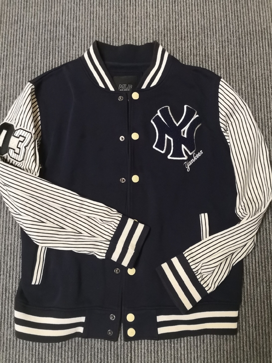 正品MLB棒球夹克,购于实体店,L码,深蓝...