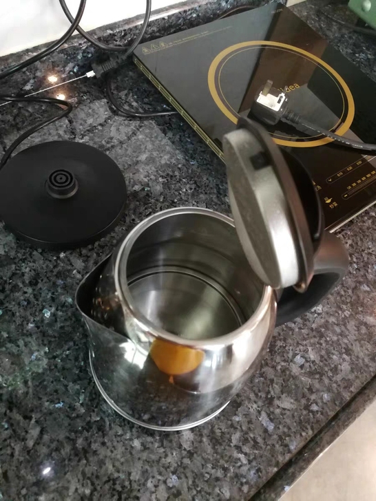 美的电热水壶家用烧水壶热水壶304不锈钢自...