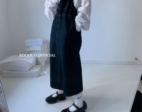 Rockrio早春韩版复古减龄长款宽松直筒...