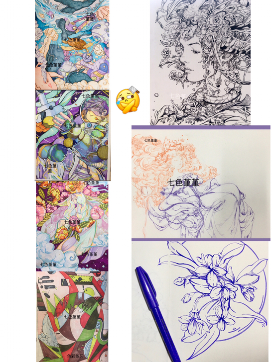 可定制马克笔插画，线稿等作品