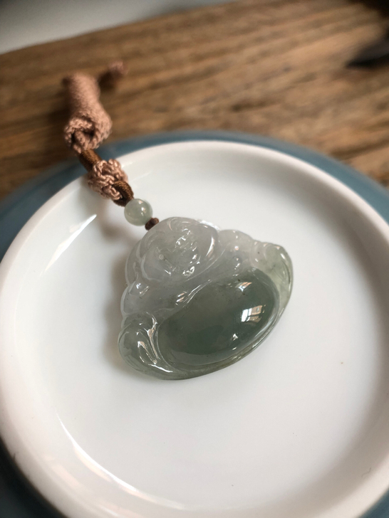 特色料 ～一肚子墨水 糯冰佛公翡翠坐佛吊坠...