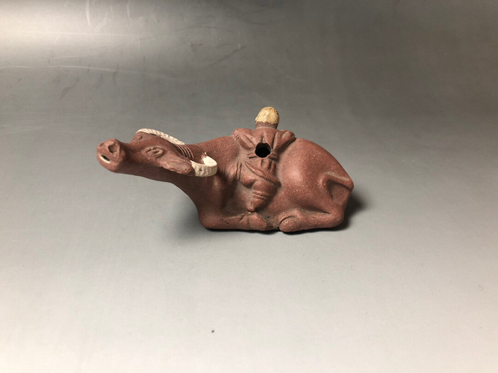 老紫砂文房  民国三色泥 牧童水滴