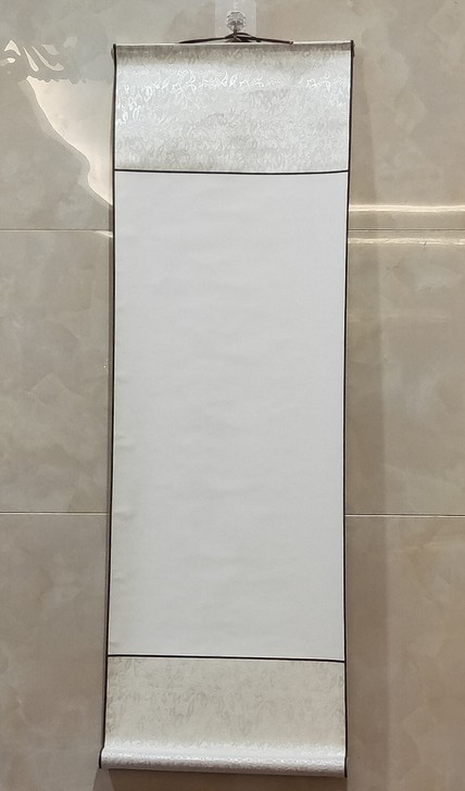 清仓处理全新四尺四开白色生宣挂轴蜡染浅仿古...