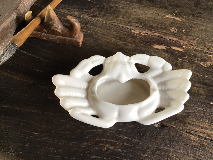 德化白瓷，笔洗，笔舔，文房用具，螃蟹形，德...