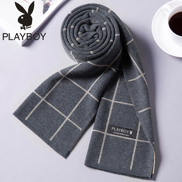 亏本出，花花公子男围巾冬季羊毛格子潮情侣学...