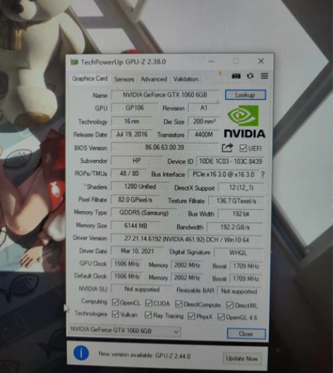 原装惠普品牌机暗影精灵拆机gtx1060 ...