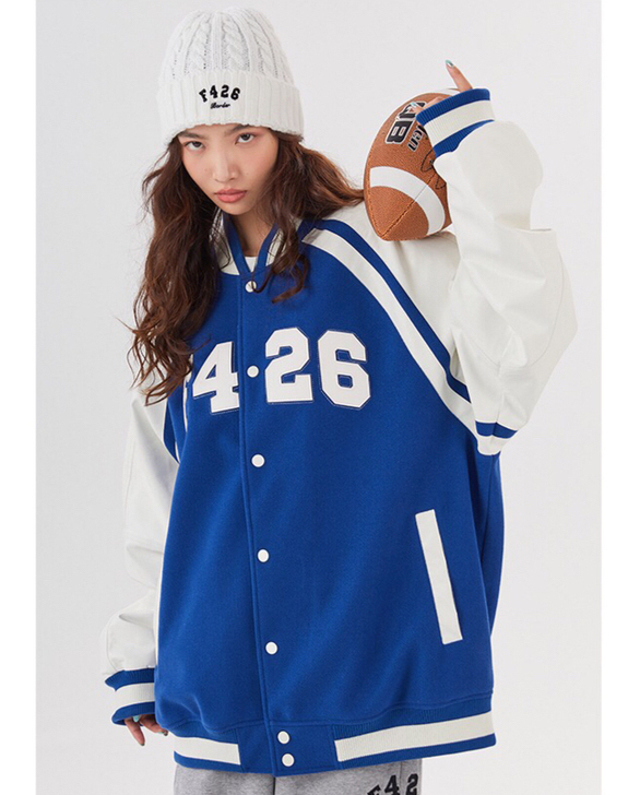 【F426官方店】国潮牌秋季情侣嘻哈皮标大...