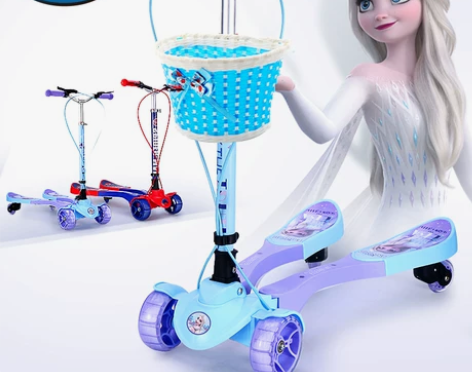 1迪士尼蛙式车滑板车儿童四轮剪刀车3-12...