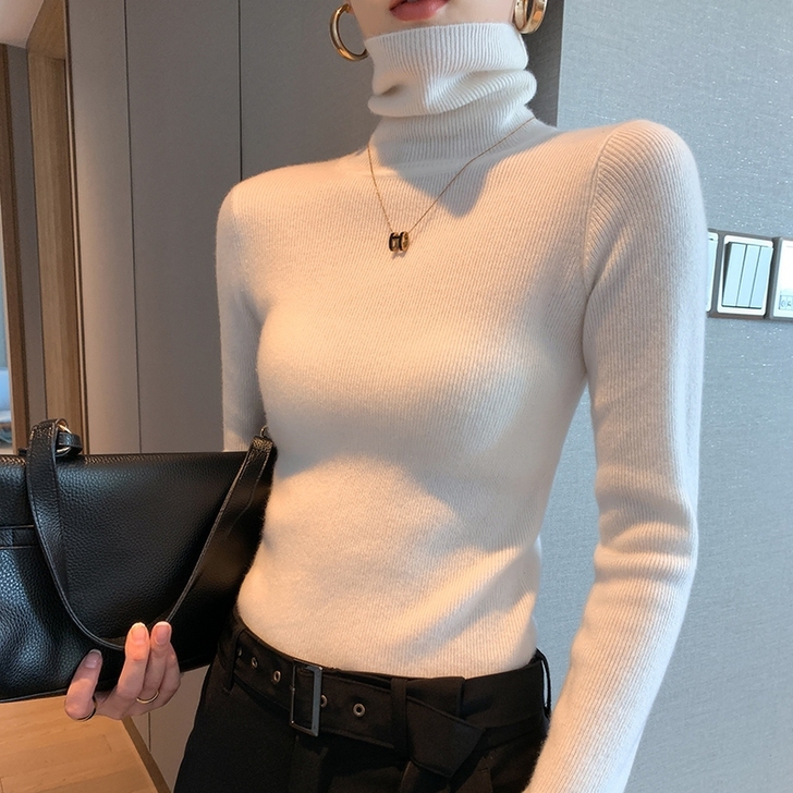 高领羊绒衫女秋冬新款修身打底衫100%纯羊...