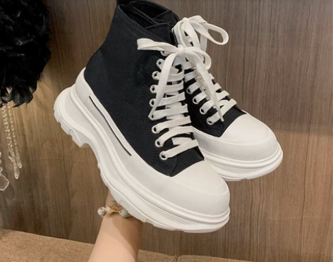 高帮麦昆老爹鞋毛毛运动女2021加绒大码4...