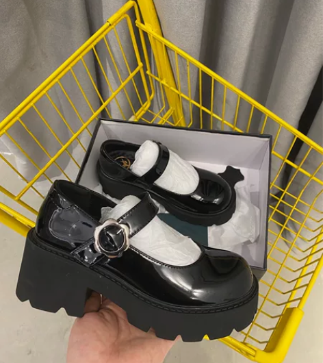 蝴蝶结玛丽珍鞋粗跟日系jk鞋子配裙子真皮白...