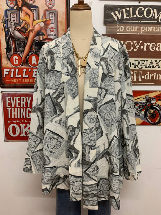 Vintage古着长袍开衫 非常复古壁画的...