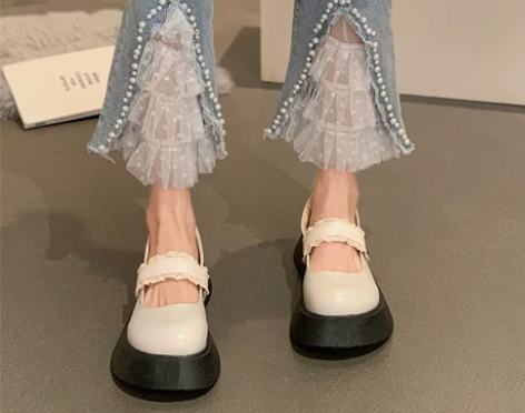 玛丽珍鞋女夏2022年新款时尚百搭浅口蕾丝...