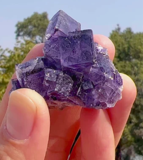 紫萤石，双色荧光，产量少 产地：貴州 苹果...