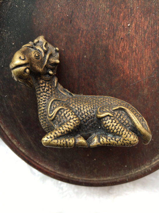 山羊实心铜镇纸，笔架