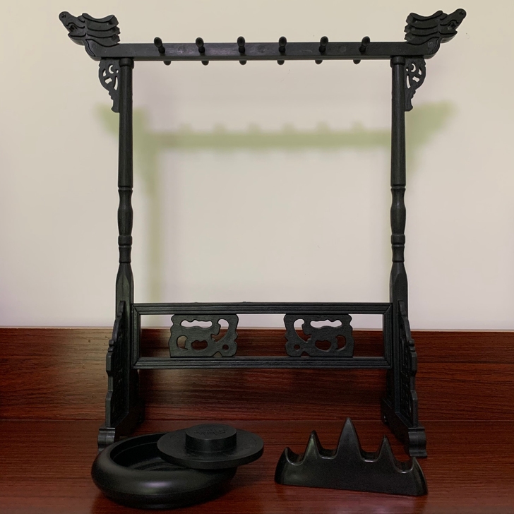 包邮全新十二挂笔架笔山砚台三件套