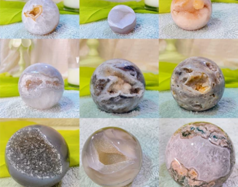 闲置各種水晶球 粉晶、海蓝宝、萤石、水草玛...
