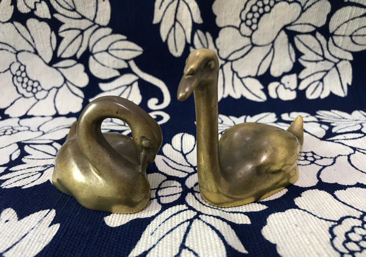 日本回流纯铜文镇 书镇 镇纸 老铜器天鹅镇...