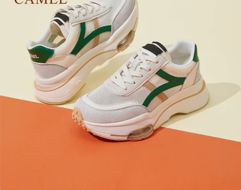 骆驼女鞋2022春季新款撞色复古运动休闲鞋...