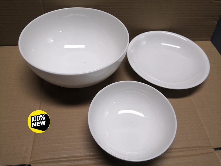 高档陶瓷三件。沙拉碗/大碗/汤盘