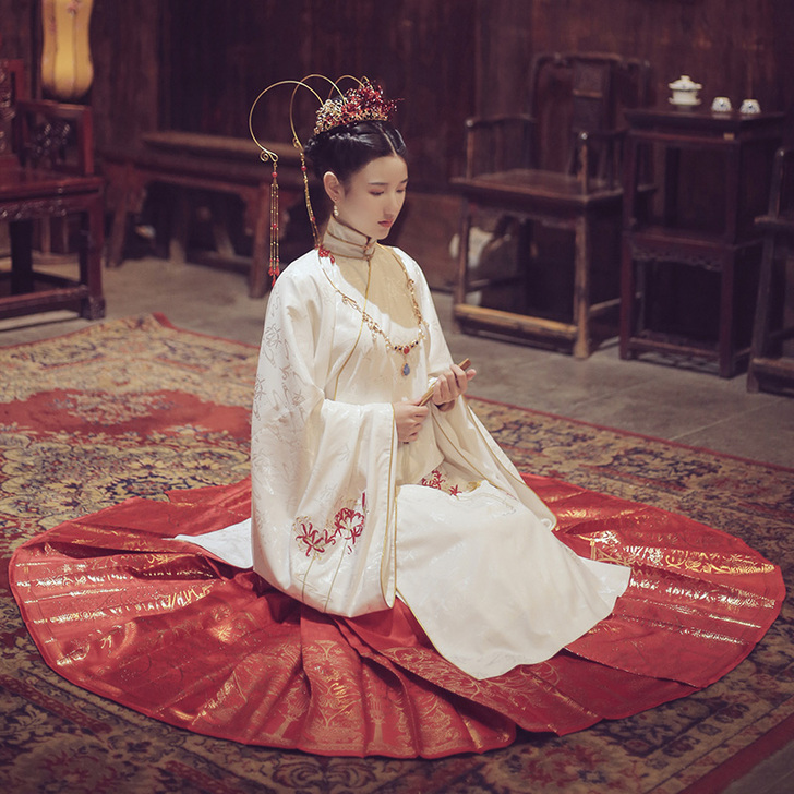 池夏曼珠沙华:洛离 原创改良汉服彼岸花提花...