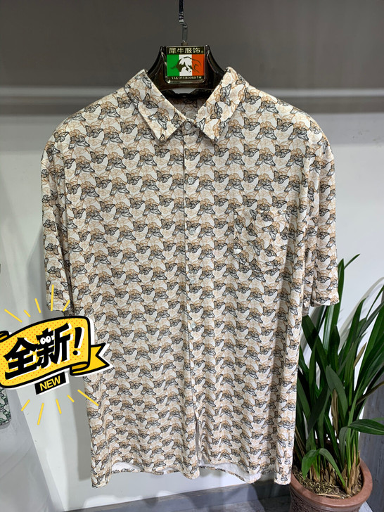 福利款男士短袖夏天宽松衬衫真实口袋休闲衬衣...