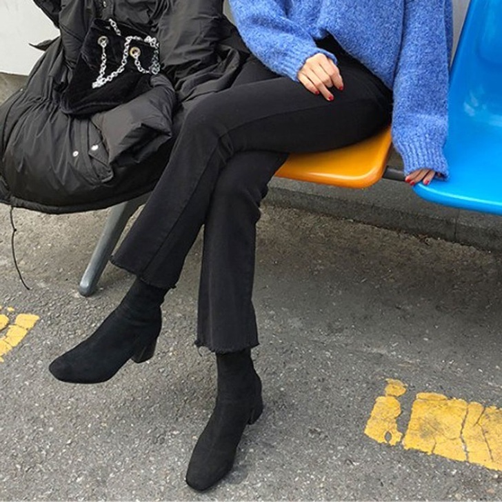 高腰弹力chic牛仔裤女2021宽松春秋季...