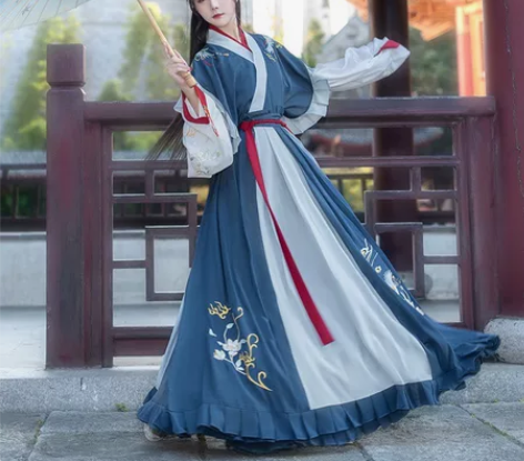 xd出汉服 如梦霓裳汉服女青引晋制交领齐腰...