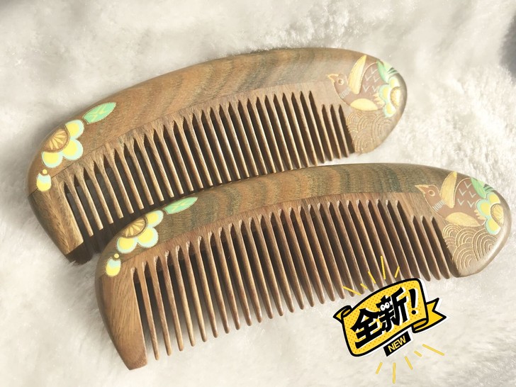 谭木匠同款绿檀木彩绘梳子喜鹊梳