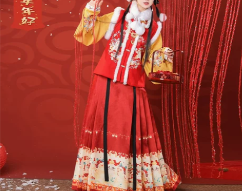 裳云兮新年战衣《福虎呈祥》明制汉服女拜年加...