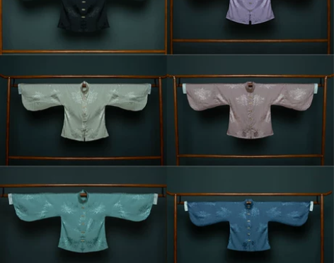 五五年 汉服 明制立领对襟琵琶袖  粉色 ...