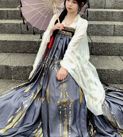【艺缕】黑云鹤齐胸两片式汉服 六米摆大袖衫...