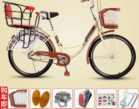 亲子母子自行车女成年带娃带小孩轻便2人3单...